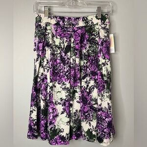 LuLaRoe Madison A-Line Skirt with Purple and Green Floral Pattern
